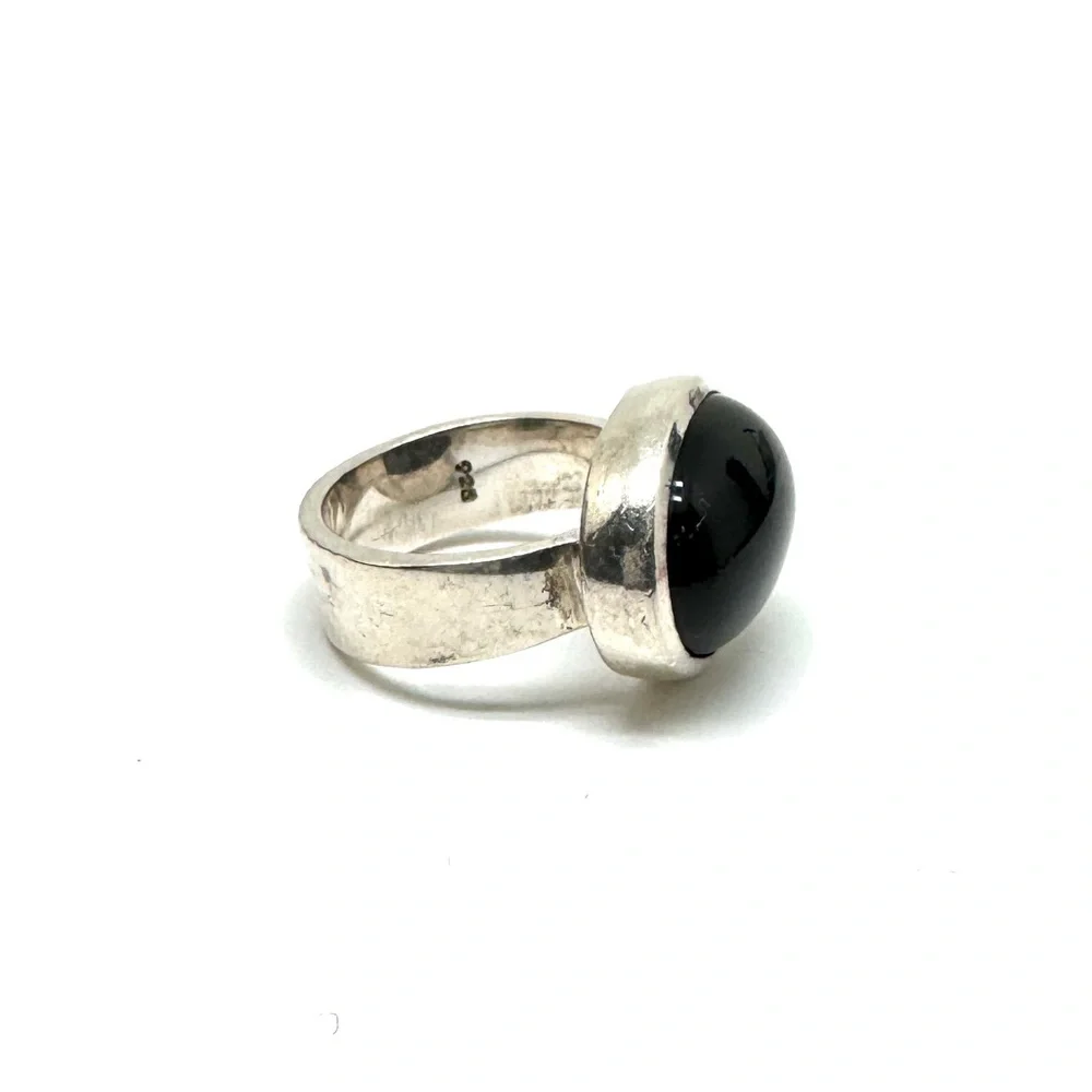 Sterling Silver and Onyx Statement Ring Size 7